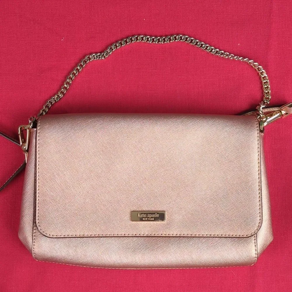 Kate Spade Greer Laurel Way Crossbody Bag Rose Gold Saffiano Leather - Picture 4 of 15